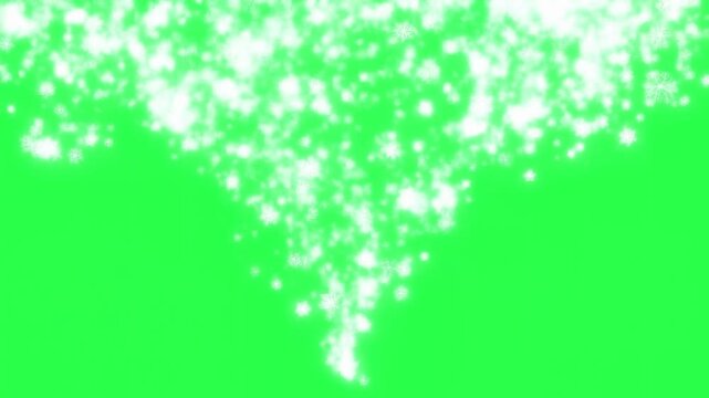 Falling snowflakes overlay on green screen background