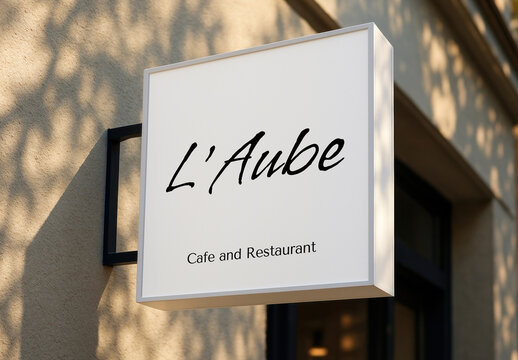 Elegant Cafe And Restaurant Sign Mockup Design PSD