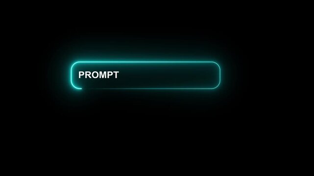 sun Neon Prompt Box on Black Background text input Motion graphics of concept animation 4k video