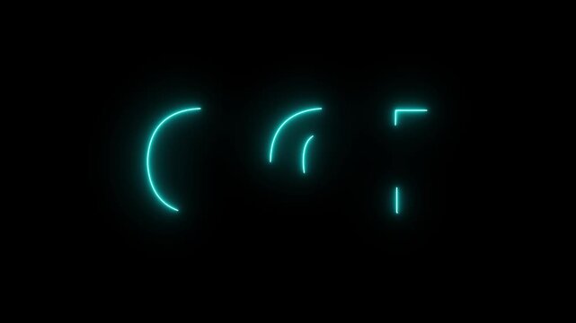Animated of 3 2 1 go countdown animation on black screen. Glowing neon 321 go time limit animation. Game concept.