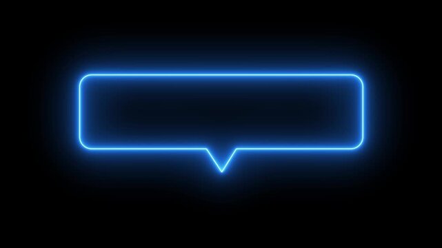 Glowing Neon Speech Bubble Frame on Black Background chat bubble message box animation...