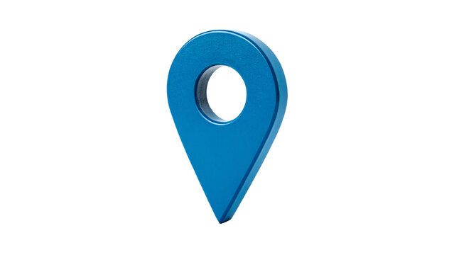 Blue glossy location pin marker map pointer isolated on transparent background