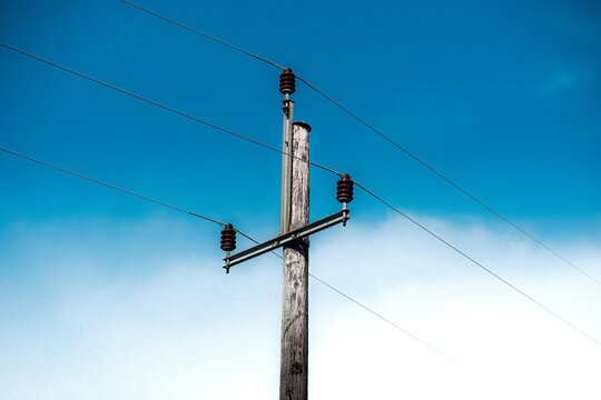 Overhead electric pole with cables