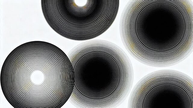Abstract black and white circular patterns