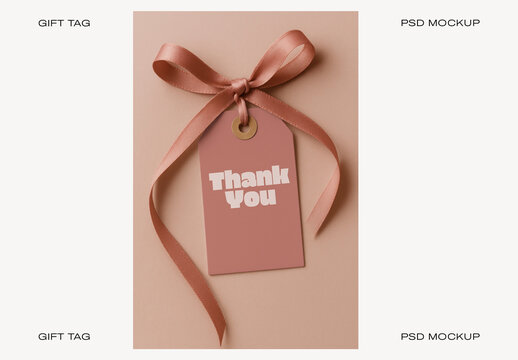 Elegant Thank You Tag Mockup Design PSD