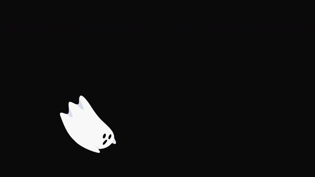 Cute ghost flying from side to side in a circular path