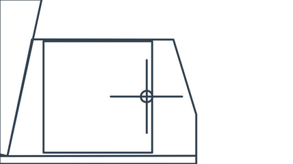 Obraz premium Corner flag and penalty area minimalist line vector icon illustration depicting soccer field corner kick zone with flag pole and crosshair marking for football sports design