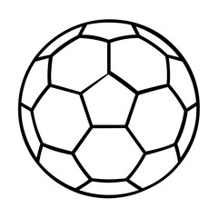 Naklejka premium Soccer ball minimalist line icon, simple vector illustration of a standard football design, clean black outlines on a white background, perfect for sports apps, websites, and athletic branding.