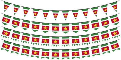 Fototapeta premium set collections Suriname flag bunting garlands. Suriname flag festive pennants. Suriname flag decorating celebration design vector illustration
