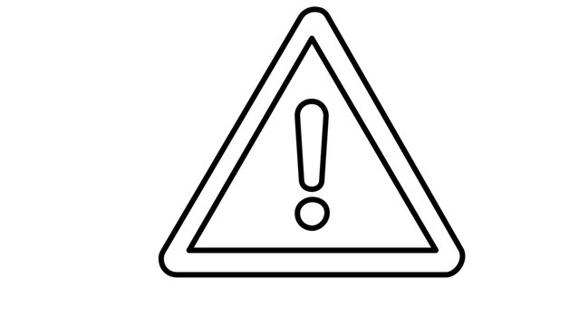 Clean line-drawn warning triangle vector icon with minimalist exclamation mark, perfect for caution alerts and safety notifications in sports and recreational applications
