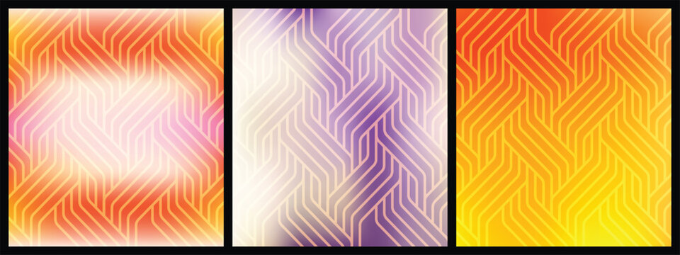 Colorful Abstract Geometric Gradient Background with Wavy Line Patterns