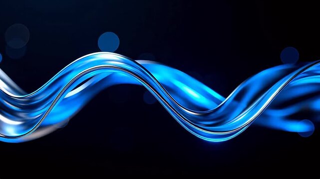 Abstract blue and silver flowing wave