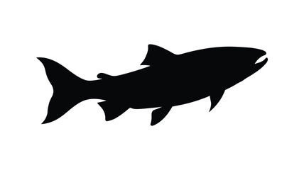 Obraz premium Black fish silhouette against a white background silhouette
