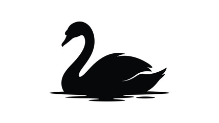 Black swan silhouette on water a minimalist graphic silhouette © Nurunnar