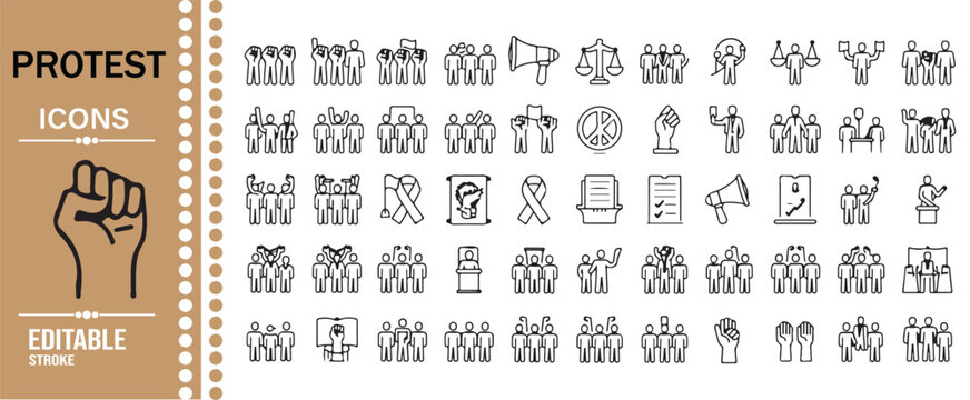 Protest Movement and Political Activism Icon Collection