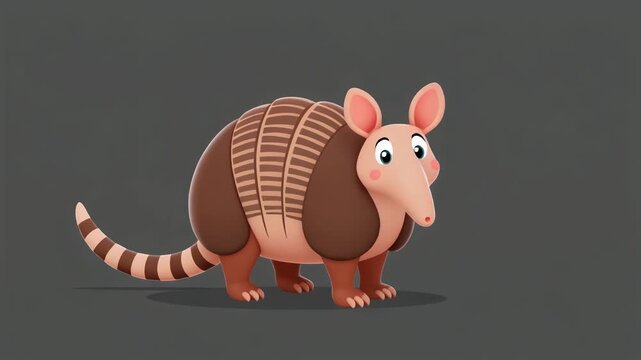 Armadillo walking forward on gray background showing progression and character animation for digital media