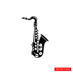 Naklejka premium Simple minimalist icon of a saxophone instrument facing left