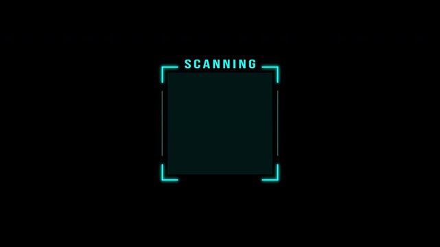 Blue neon QR code scanning animation with glowing barcode scanner frame isolated on transparent background with check mark scan complete 4K video resolution.