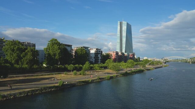  beautiful landscape - frankfurt am main in the summer, at sunset