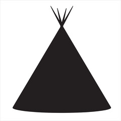 Native American Teepee Tent Black Silhouette Vector  © MdBelal