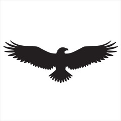 Fototapeta premium Majestic Eagle Wings Spread Black Silhouette Vector 