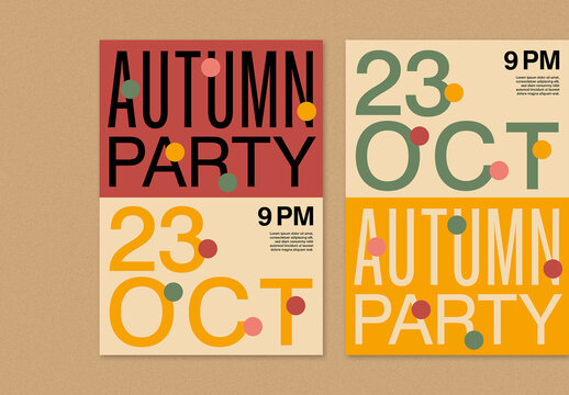 Minimal Typographic Autumn Party Event Poster