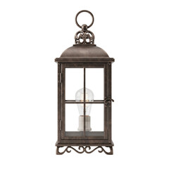 Vintage bronze metal lantern with electric light bulb © shuphanida