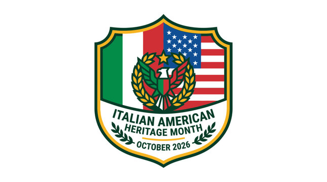 Italian American Heritage Month 2020 commemorative shield emblem.