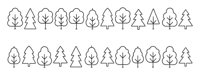 Set of stylized hand drawn tree icons for nature and environment concept design with handdrawn environment elements illustration © VectorVibe Studio