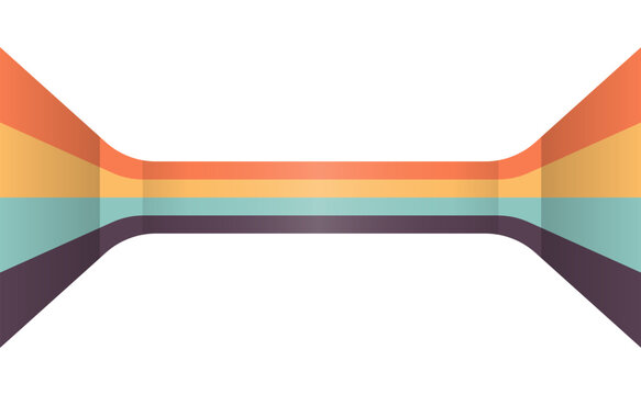 Retro style color ribbon background with 3D perspective folding effect