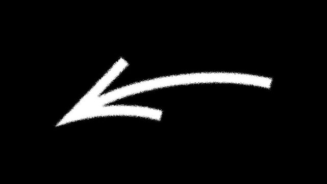 Hand drawn red brush arrow curving upward to the right on a clean white background animation.