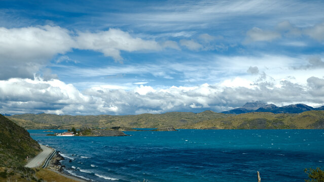 Scenic view of Torres del Paine National Park in Patagonia, Chile