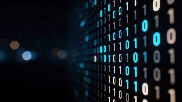 Binary code numbers on dark background