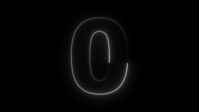 Glowing neon animated number 0. 0 burning number on black background , looping trendy glowing neon numeric number 0. Educational mathematics concept with neon letter. 4k video