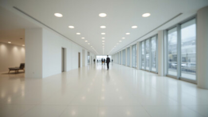 Naklejka premium Abstract blurred background long corridor hallway Virtual backdrop featuring a soft with light bokeh