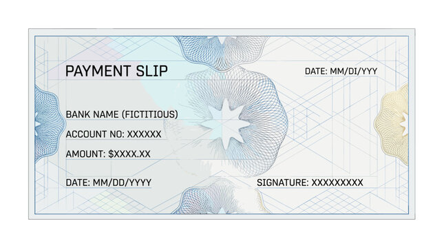 Formal payment slip with watermark and technical grid design.