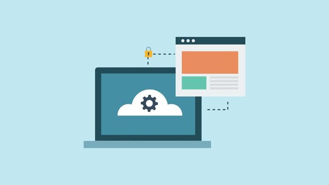 Cloud computing for business, Cloud hosting service, Online cloud storage 2d animation with alpha matte