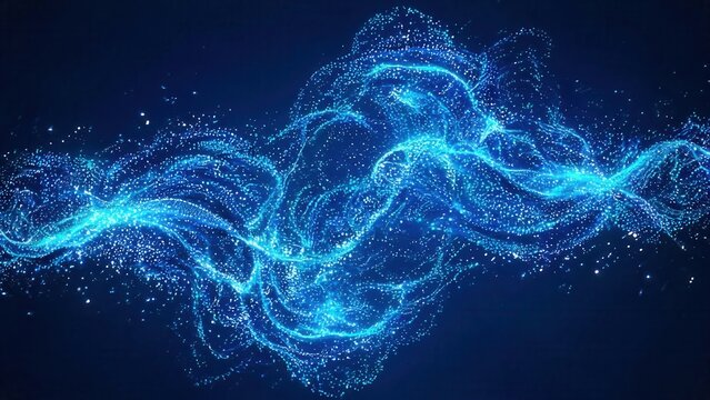 Blue glowing particle wave