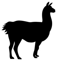 Fototapeta premium Llama silhouette vector illustration isolated. Black alpaca profile shape icon for logo design corporate identity branding cute animal pet poster sticker shirt print or pattern.