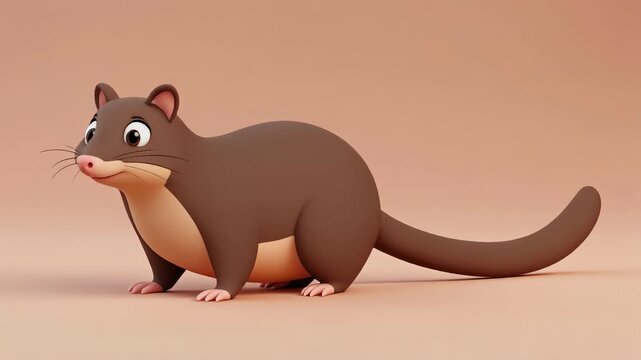 Cute possum animated in a loop against a soft studio background with subtle lighting