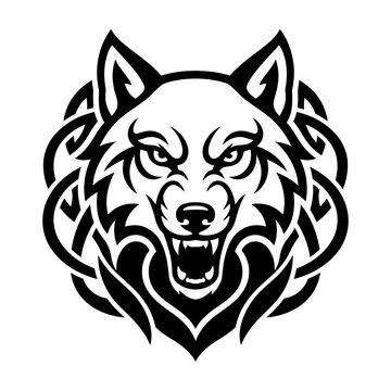 Snarling Fenrir wolf head vector