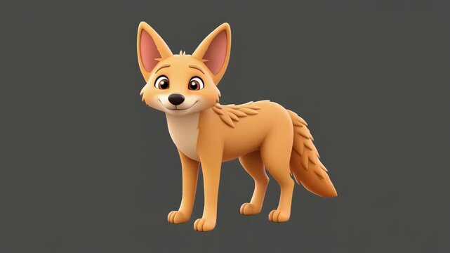 Desert Fennec Fox Standing Still in Neutral Lighting with Copy Space for Text Overlay