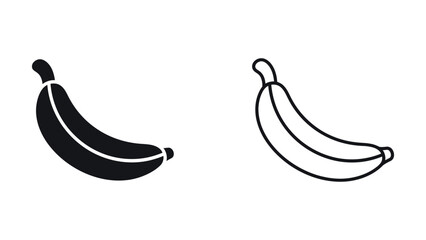 Two banana icons in black and white on white background © Md