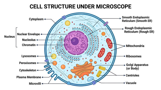 Animal Cell Structure Diagram Labeled with Organelles and Functions
