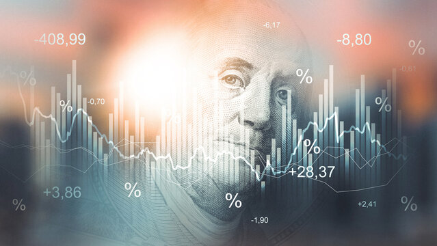 Financial chart shows money trends during recession with focus on coins and statistics