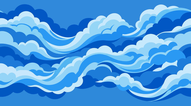 Illustration of stylized blue cloudy sky.