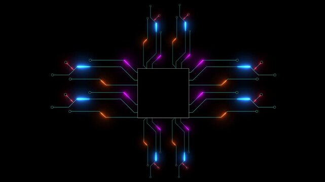 Blue holographic advanced HUD circle platform. Futuristic digital technology animated background Cyber tunnel interface pattern hologram hi technology motion punk. finance blockchain metaverse tunnel
