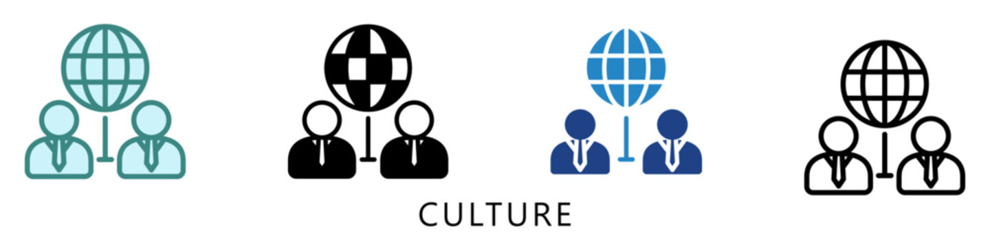 Culture Multi Style Icon Mini Illustration, Use For Modern Concept, Print, Ui, Ux Kit, Web And App Development. Vector Related To Hybrid Work, Work From Home.