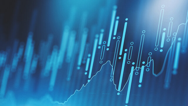Chart graph shows stock exchange trading trends and data over time