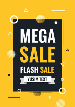 Dynamic Mega Sale Poster Featuring Bright Geometric Decorative Elements